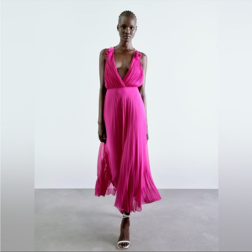 Zara pink pleated gown